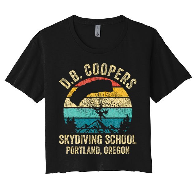 Vintage D. B. Coopers Skydiving School Portland Oregon Retro Women's Crop Top Tee