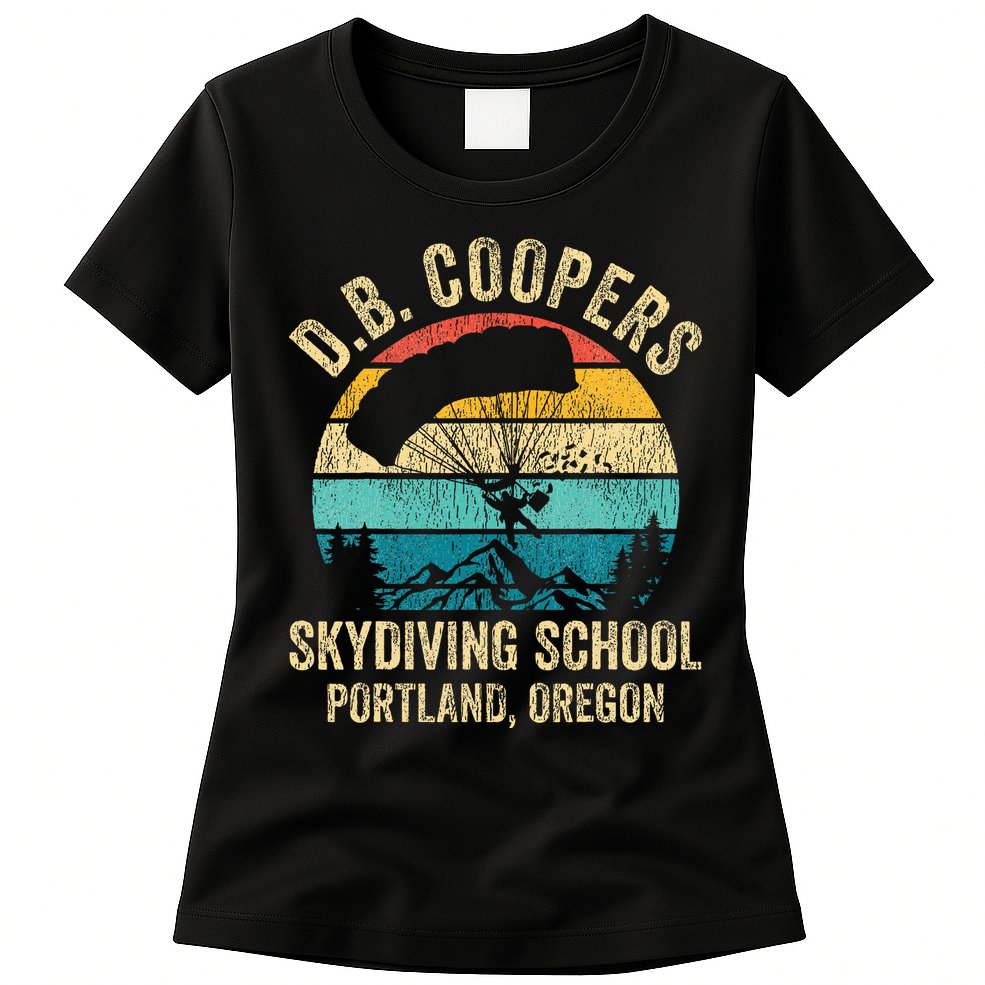 Vintage D. B. Coopers Skydiving School Portland Oregon Retro Womens T-Shirt