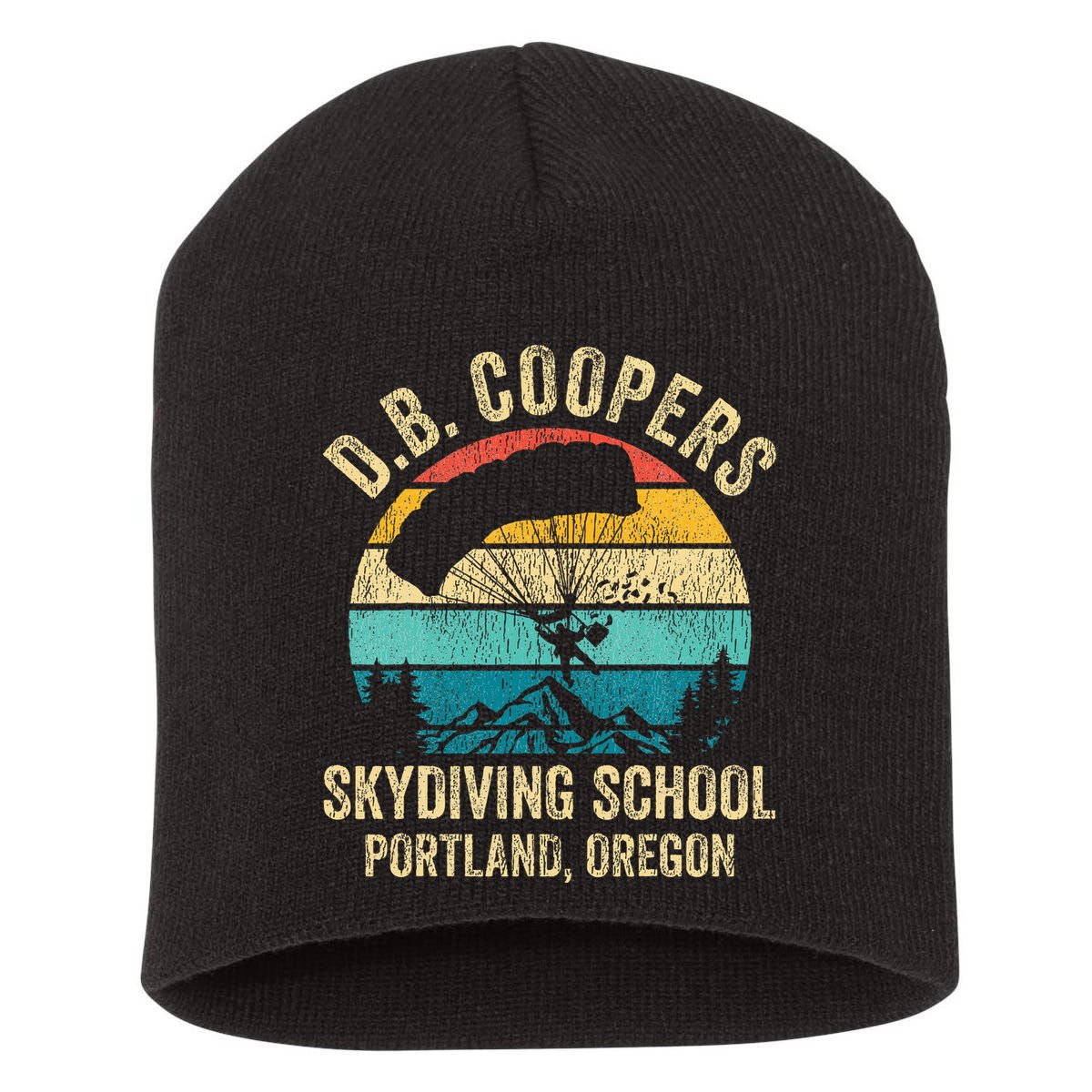 Vintage D. B. Coopers Skydiving School Portland Oregon Retro Short Acrylic Beanie