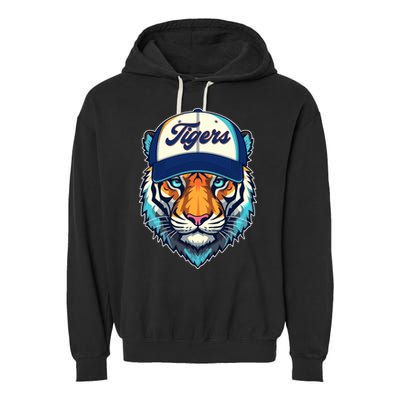 Vintage Detroit Baseball Tiger Sports Fan Garment-Dyed Fleece Hoodie