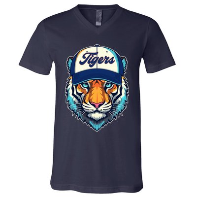 Vintage Detroit Baseball Tiger Sports Fan V-Neck T-Shirt