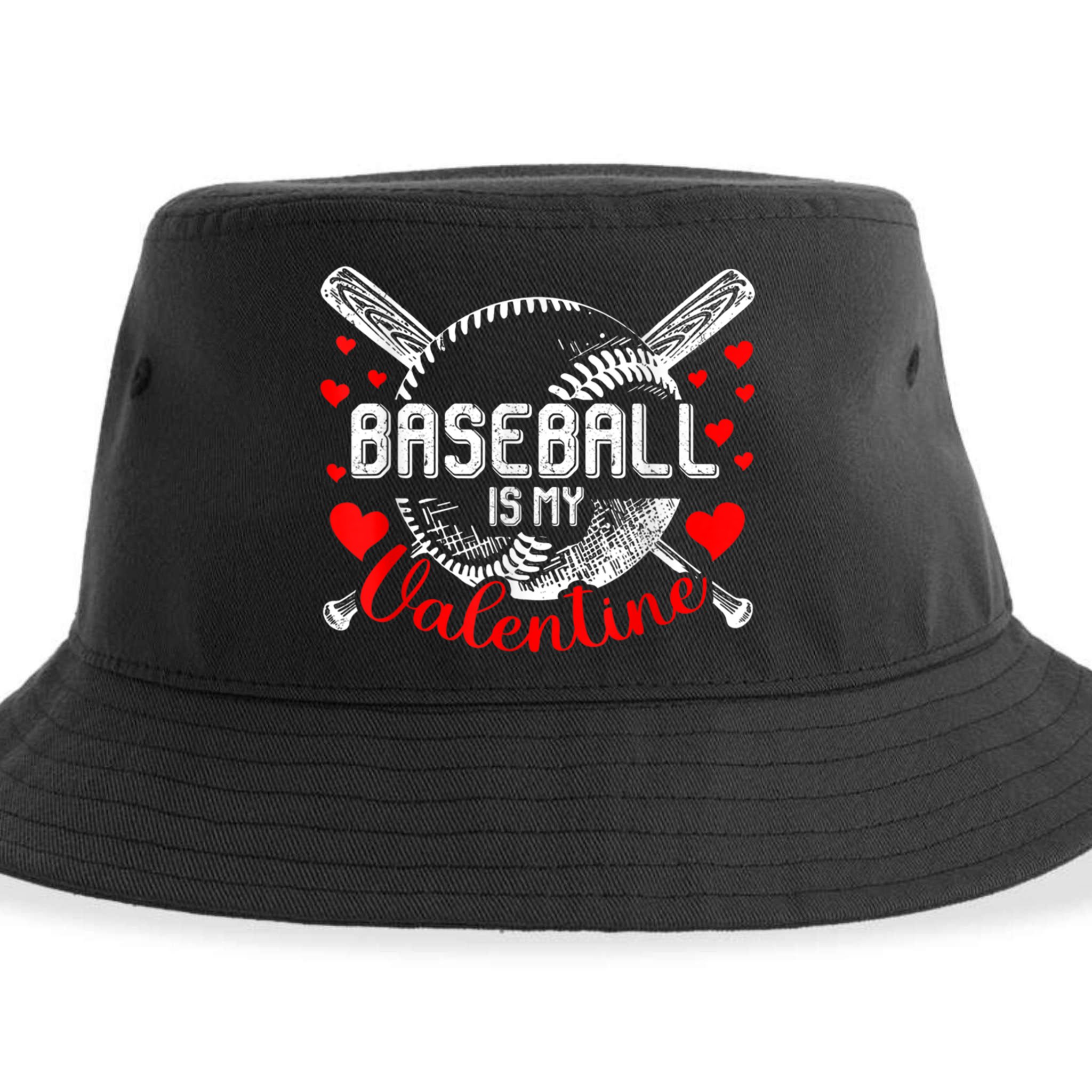 Valentines Day Baseball Is My Valentine Teenager Gift Sustainable Bucket Hat