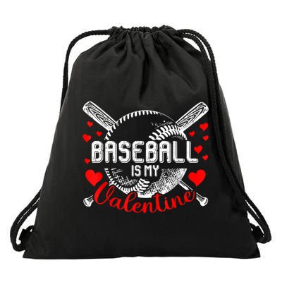Valentines Day Baseball Is My Valentine Teenager Gift Drawstring Bag