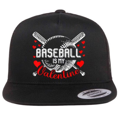 Valentines Day Baseball Is My Valentine Teenager Gift Flat Bill Trucker Hat