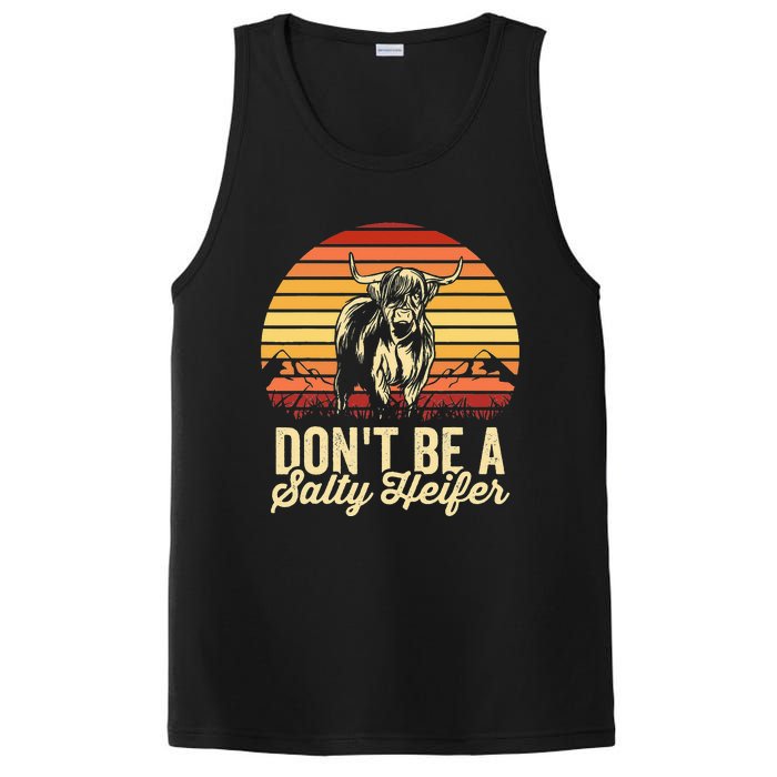 Vintage Dont Be A Salty Heifer Hairy Scottish Highland Cow PosiCharge Competitor Tank