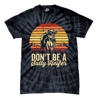 Vintage Dont Be A Salty Heifer Hairy Scottish Highland Cow Tie-Dye T-Shirt