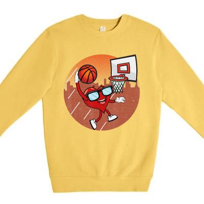 Valentines Day Basketball Heart Dunking Ball Premium Crewneck Sweatshirt