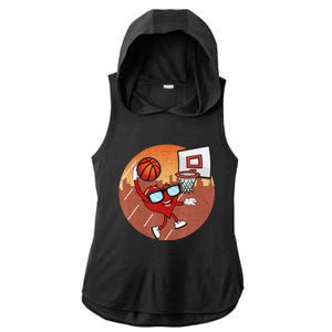 Valentines Day Basketball Heart Dunking Ball Ladies PosiCharge Tri-Blend Wicking Draft Hoodie Tank