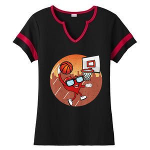 Valentines Day Basketball Heart Dunking Ball Ladies Halftime Notch Neck Tee