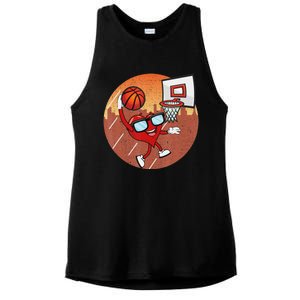 Valentines Day Basketball Heart Dunking Ball Ladies PosiCharge Tri-Blend Wicking Tank