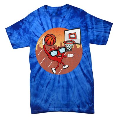 Valentines Day Basketball Heart Dunking Ball Tie-Dye T-Shirt