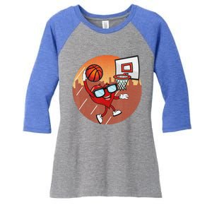 Valentines Day Basketball Heart Dunking Ball Women's Tri-Blend 3/4-Sleeve Raglan Shirt