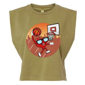 Valentines Day Basketball Heart Dunking Ball Garment-Dyed Women's Muscle Tee