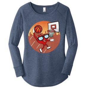 Valentines Day Basketball Heart Dunking Ball Women's Perfect Tri Tunic Long Sleeve Shirt