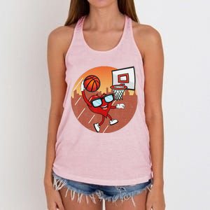 Valentines Day Basketball Heart Dunking Ball Women's Knotted Racerback Tank