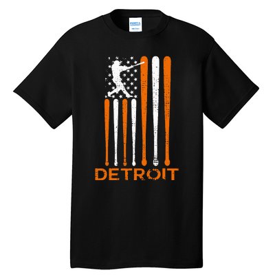 Vintage Detroit Baseball Soul American Us Flag Tall T-Shirt