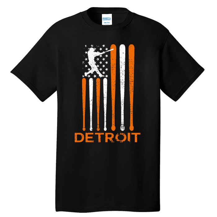 Vintage Detroit Baseball Soul American Us Flag Tall T-Shirt