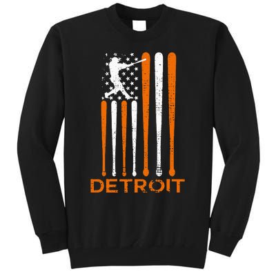 Vintage Detroit Baseball Soul American Us Flag Tall Sweatshirt