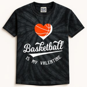 ValentineS Day Basketball Is My Valentine Retro Basketball Kids Tie-Dye T-Shirt