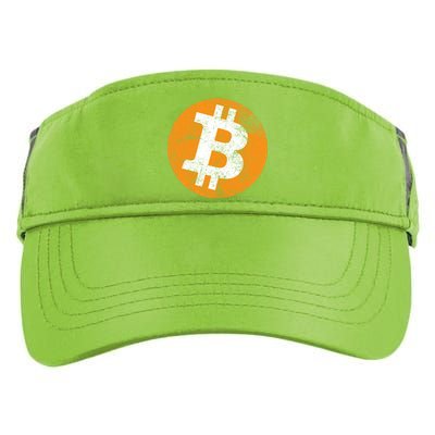 Vintage Distressed Bitcoin Logo Adult Drive Performance Visor