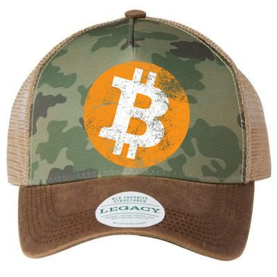 Vintage Distressed Bitcoin Logo Legacy Tie Dye Trucker Hat