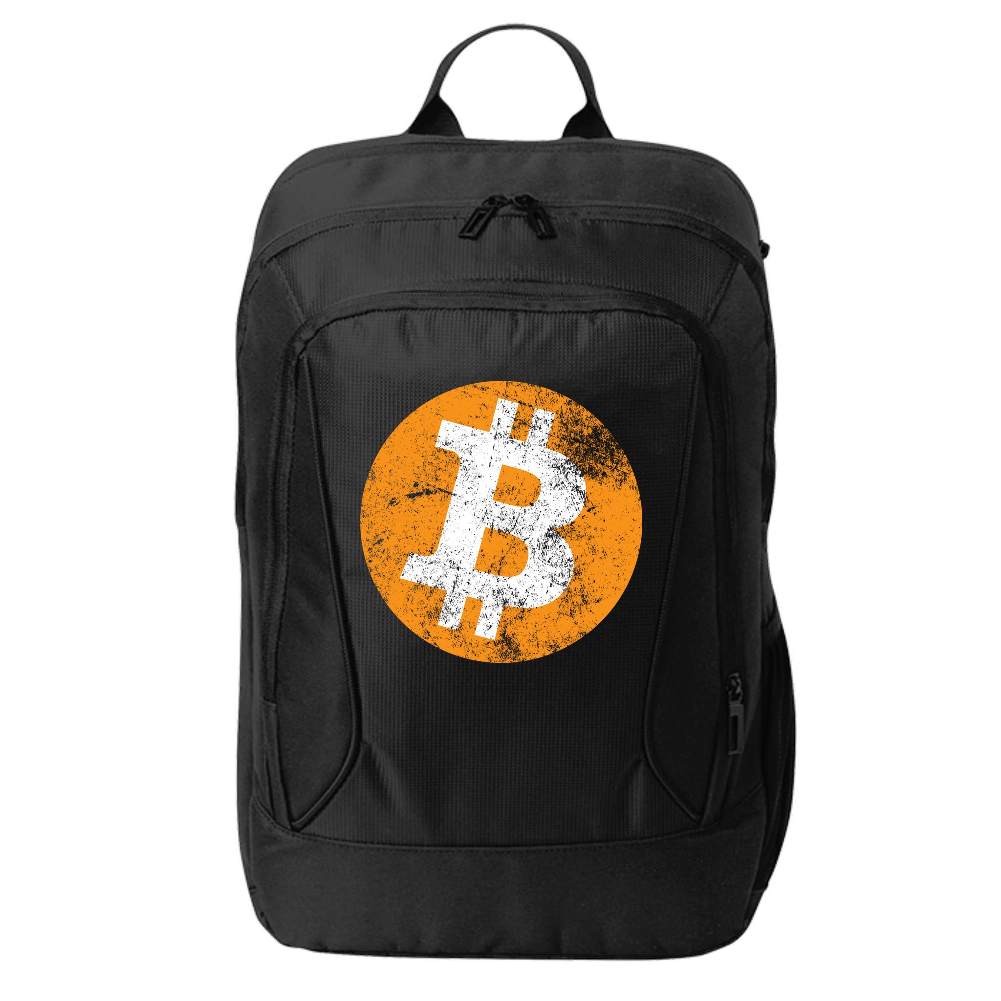 Vintage Distressed Bitcoin Logo City Backpack