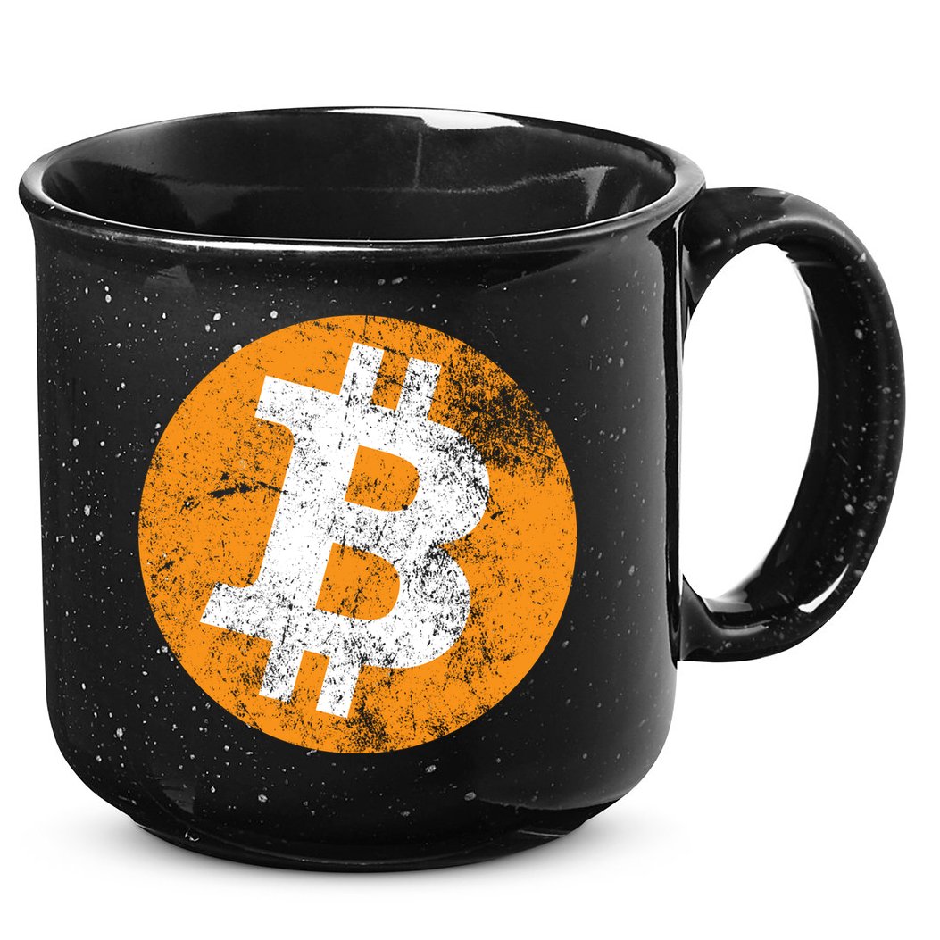Vintage Distressed Bitcoin Logo 15oz Campfire Ceramic Mug