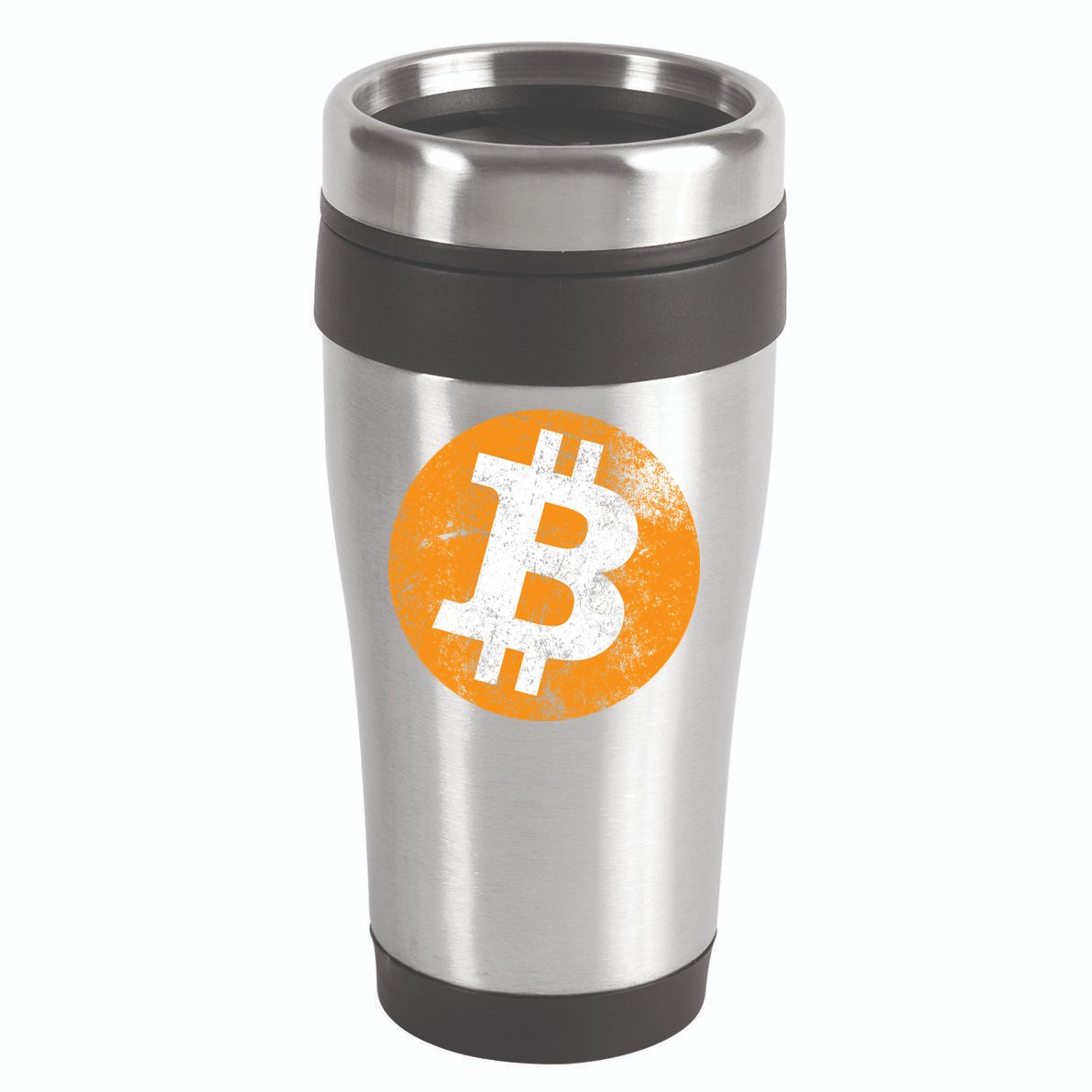 Vintage Distressed Bitcoin Logo 16oz Travel Tumbler
