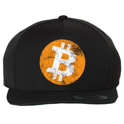 Vintage Distressed Bitcoin Logo Wool Snapback Cap