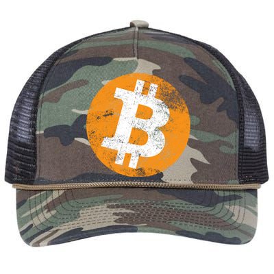 Vintage Distressed Bitcoin Logo Retro Rope Trucker Hat Cap