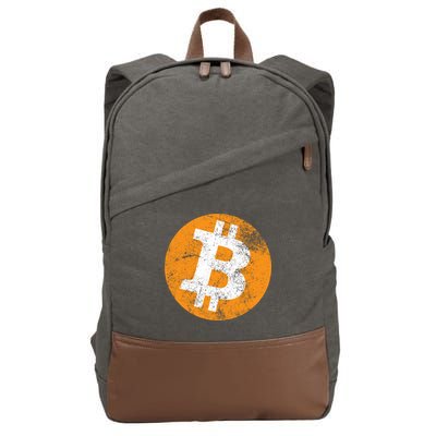 Vintage Distressed Bitcoin Logo Cotton Canvas Backpack