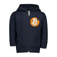 Vintage Distressed Bitcoin Logo Toddler Zip Fleece Hoodie