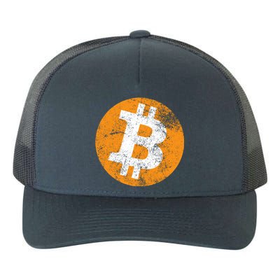 Vintage Distressed Bitcoin Logo Yupoong Adult 5-Panel Trucker Hat