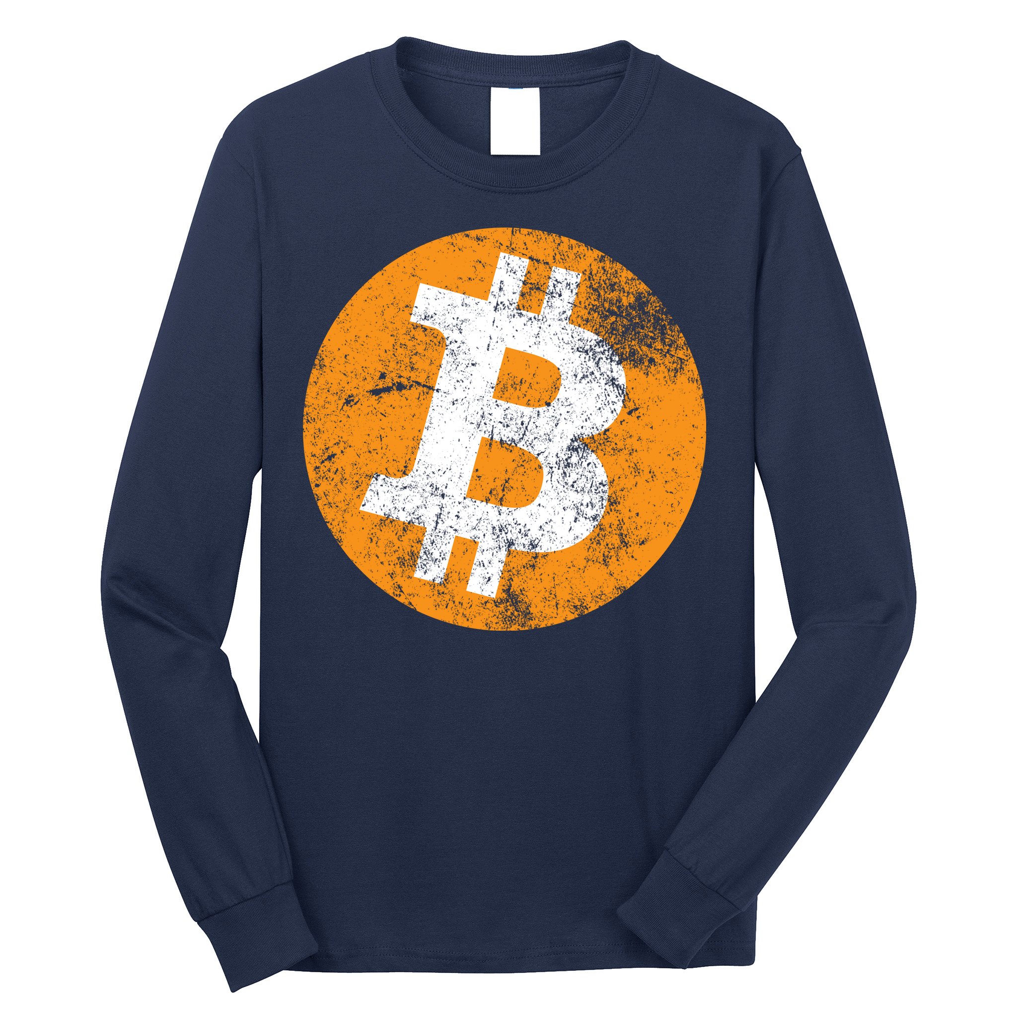 Vintage Distressed Bitcoin Logo Long Sleeve Shirt