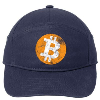 Vintage Distressed Bitcoin Logo 7-Panel Snapback Hat