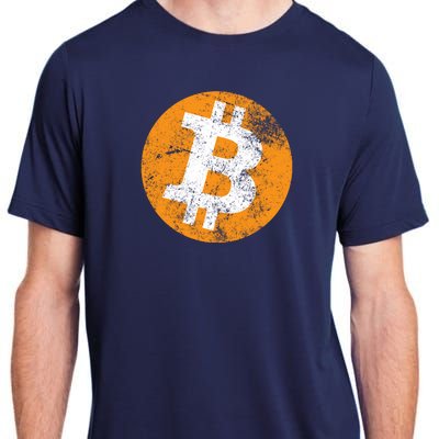 Vintage Distressed Bitcoin Logo Adult ChromaSoft Performance T-Shirt