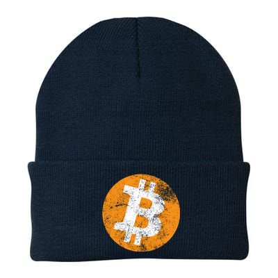 Vintage Distressed Bitcoin Logo Knit Cap Winter Beanie