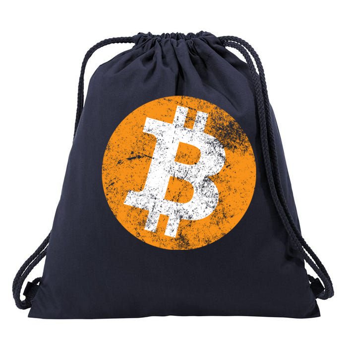 Vintage Distressed Bitcoin Logo Drawstring Bag