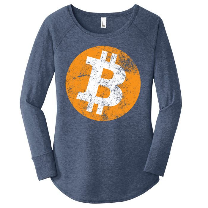 Vintage Distressed Bitcoin Logo Women's Perfect Tri Tunic Long Sleeve Shirt