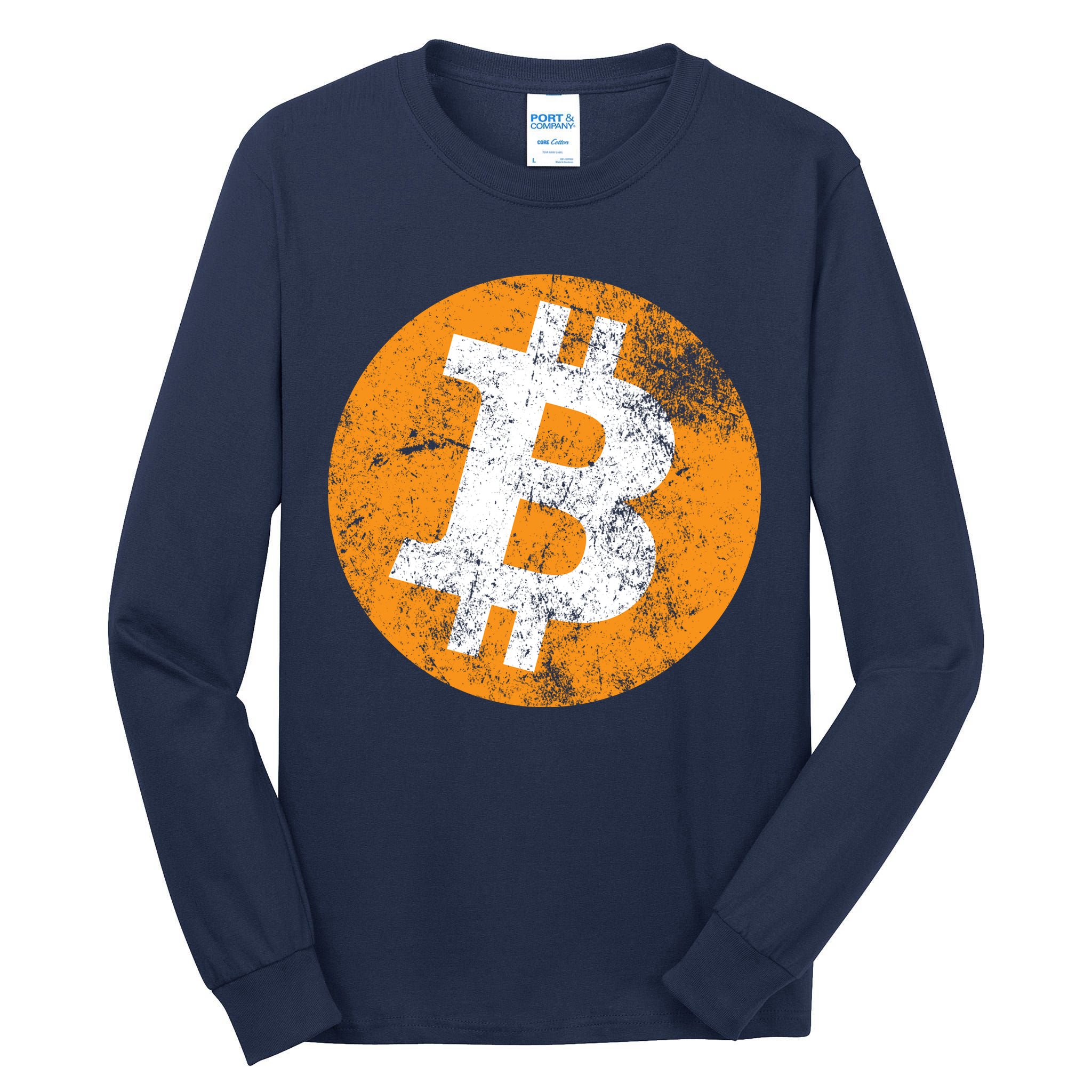 Vintage Distressed Bitcoin Logo Tall Long Sleeve T-Shirt