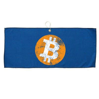 Vintage Distressed Bitcoin Logo Large Microfiber Waffle Golf Towel