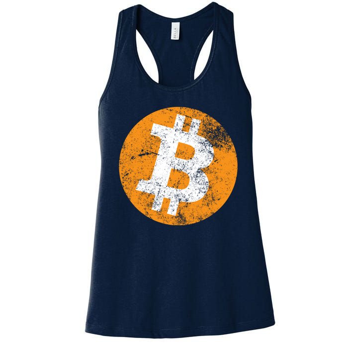 Vintage Distressed Bitcoin Logo Women's Racerback Tank