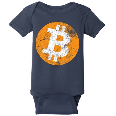 Vintage Distressed Bitcoin Logo Baby Bodysuit
