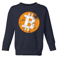 Vintage Distressed Bitcoin Logo Toddler Sweatshirt