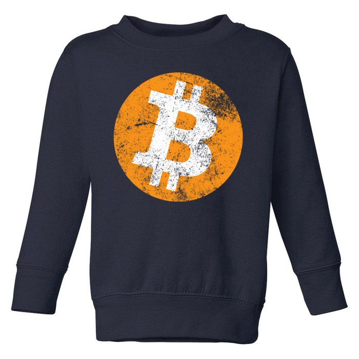 Vintage Distressed Bitcoin Logo Toddler Sweatshirt