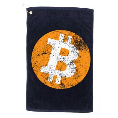 Vintage Distressed Bitcoin Logo Platinum Collection Golf Towel