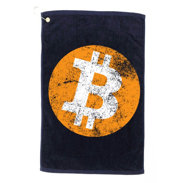 Vintage Distressed Bitcoin Logo Platinum Collection Golf Towel