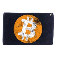 Vintage Distressed Bitcoin Logo Grommeted Golf Towel