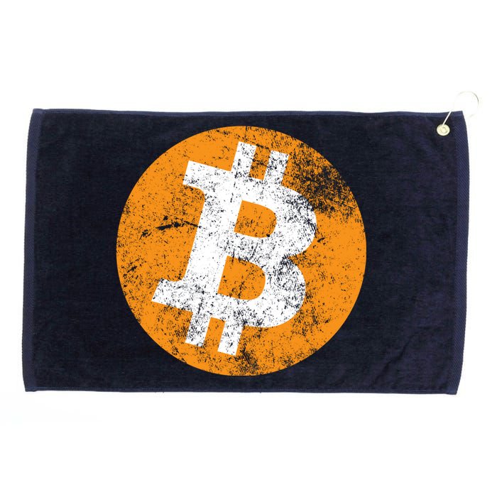 Vintage Distressed Bitcoin Logo Grommeted Golf Towel