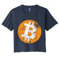Vintage Distressed Bitcoin Logo Women's Crop Top Tee